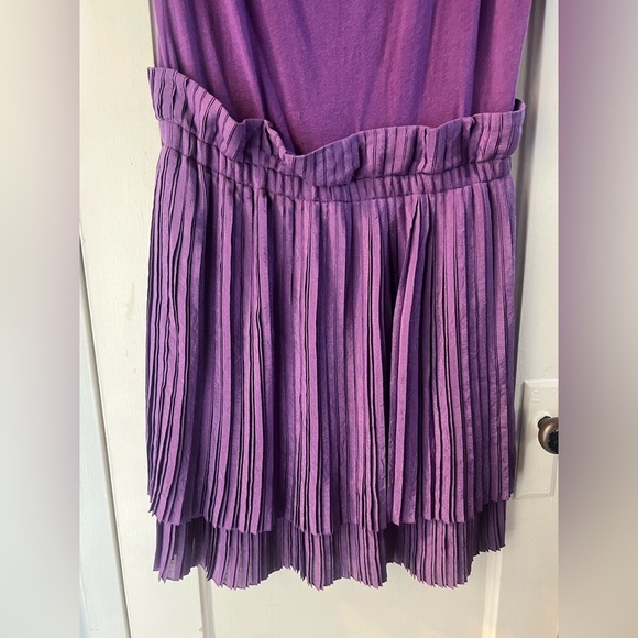 NWT See By Chloe Purple Mixed Media Pleated Dress US 10 - Picture 6 of 12